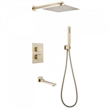Abber Daheim AF8250G скрытого монтажа с изливом, термостат, золото матовое