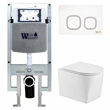 Комплект (инсталляция+унитаз+кнопка) WeltWasser AMBERG 497 ST + NESENBACH 004 GL-WT + AMBERG RD-WT