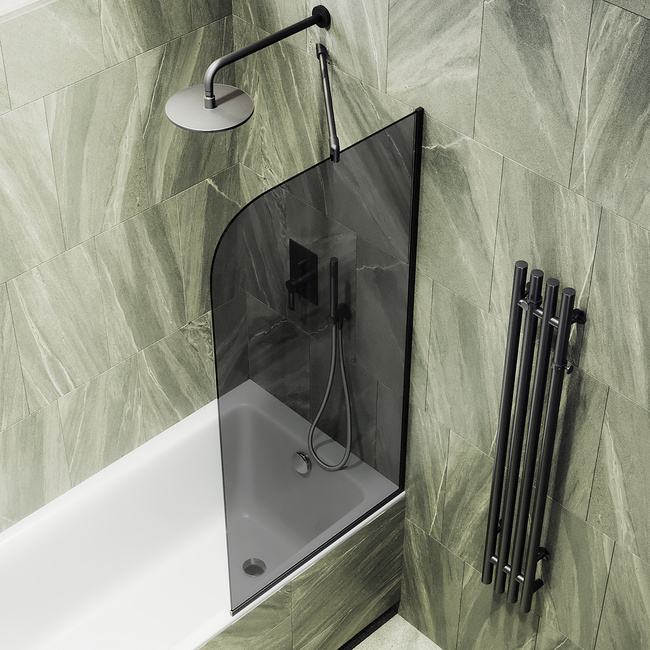MaybahGlass в узком профиле, 6 мм, Стекло Графит, 34x140 (MGV-128-6у) универсальная