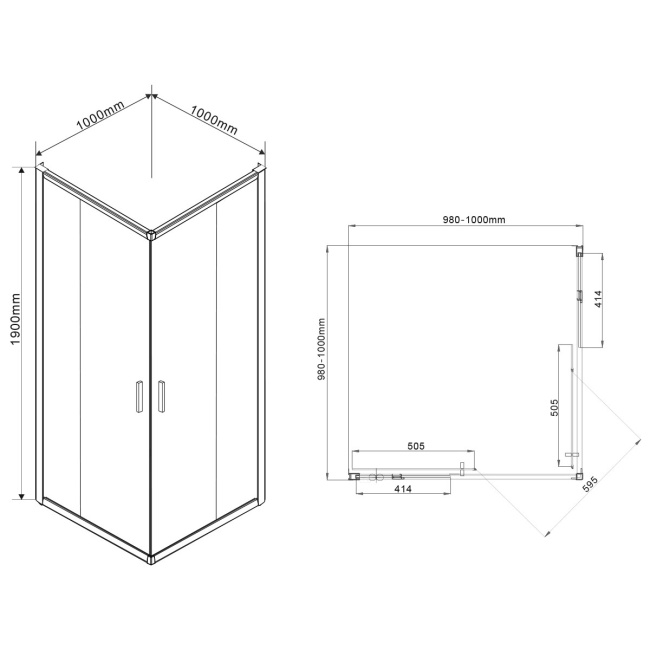 Vincea Garda VSS-1G100CH, 1000x1000, хром, стекло шиншилла без поддона
