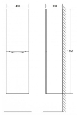 BelBagno Fly 40x150 FLY-MARINO-1500-2A-SC-RN-P-L левый