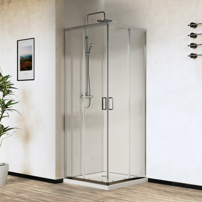 Vincea City 80х80 VSS-5CT800CL профиль Хром стекло прозрачное без поддона