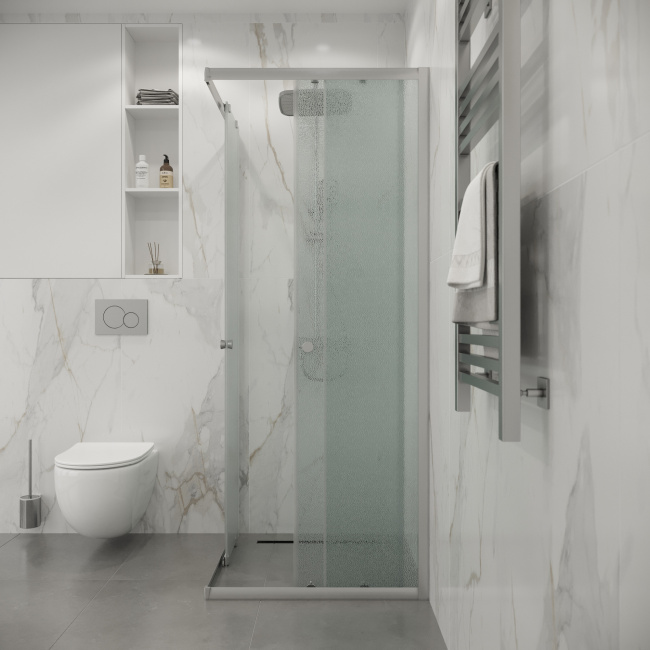 Niagara Eco NG-1008-14QMT (80х80х190) квадрат,раздвижное,хром,стекло матовое,1 место, без поддона в комплекте