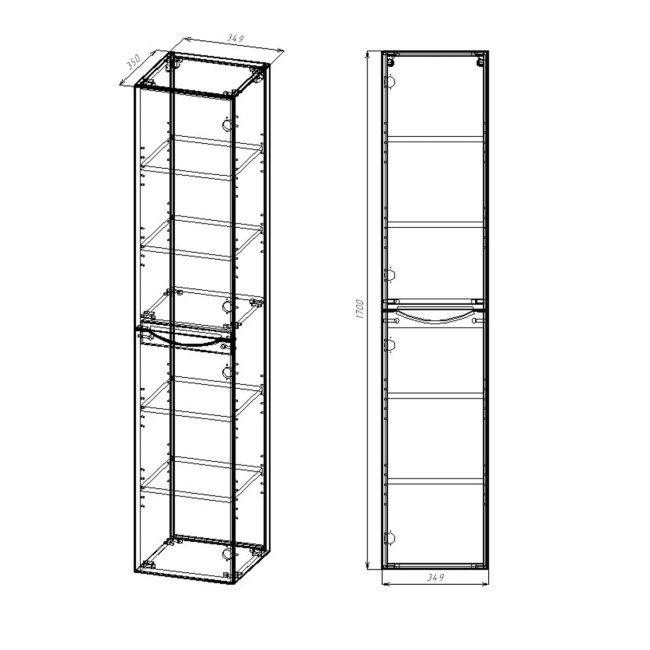 Vincea Mia VSC-2M170VO-R подвесной, 1700*350*350, V.Oak, правый