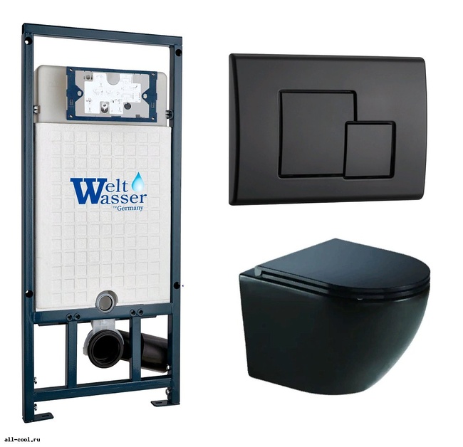 Унитаз с инсталляцией WeltWasser MARBERG 507 + MERZBACH 043 GL-BL + MAR 507 SE MT-BL