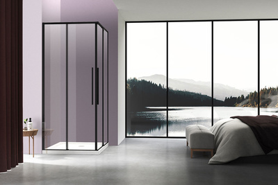 Vincea Slim-N VSS-4SN9010CLB, 1000*900, черный, стекло прозрачное