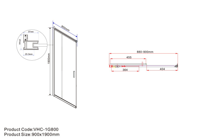 Vincea Garda VSS-1G9011CLB, 1100*900, черный, стекло прозрачное без поддона