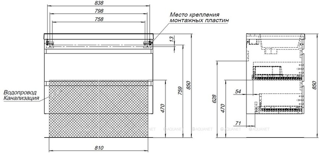 Aquanet Нота New 90 белый глянец без раковины (00335419)