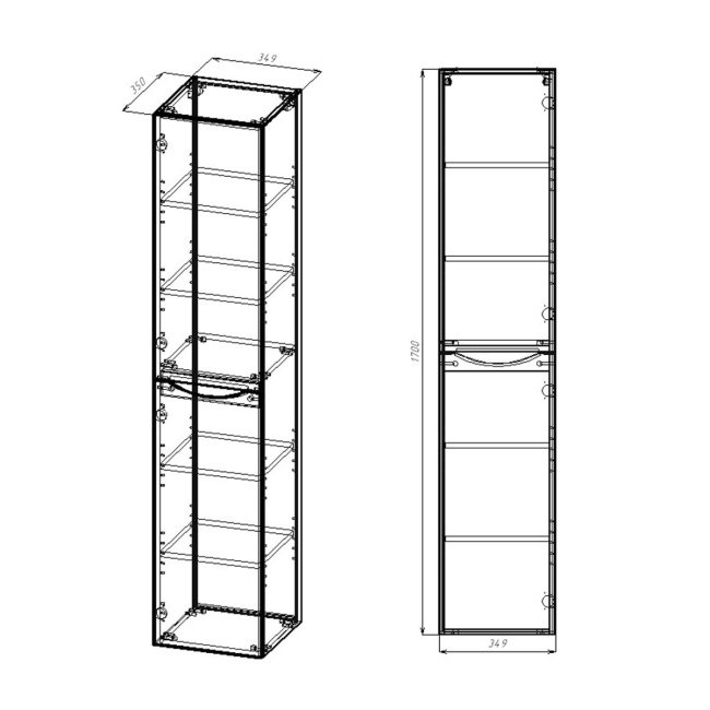 Vincea Mia VSC-2M170BT-L подвесной, 1700*350*350, Beton, левый