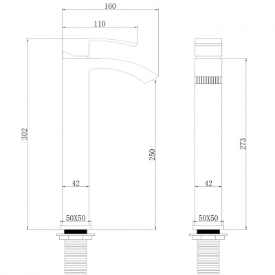 ABBER Wasserfall AF8611B для накладной раковины, черный матовый