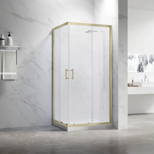 Veconi Rovigo RV-27G, 1100x900x1900, золото брашинг, прозрачное стекло