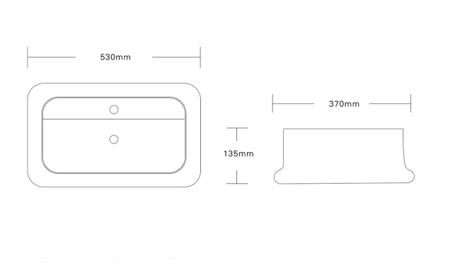 Ceruttispa CR0061 накладная, белая, прямоугольная, с отверстием под смеситель 530х370х135 Cer