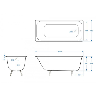 Delice Aurora 160х75 с отверстиями под ручки DLR230604R-AS