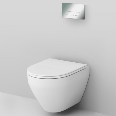 Комплект унитаза с инсталляцией AM.PM Spirit V2.0 FlashClean IS49051.701700 с сиденьем Микролифт и клавишей смыва Хром