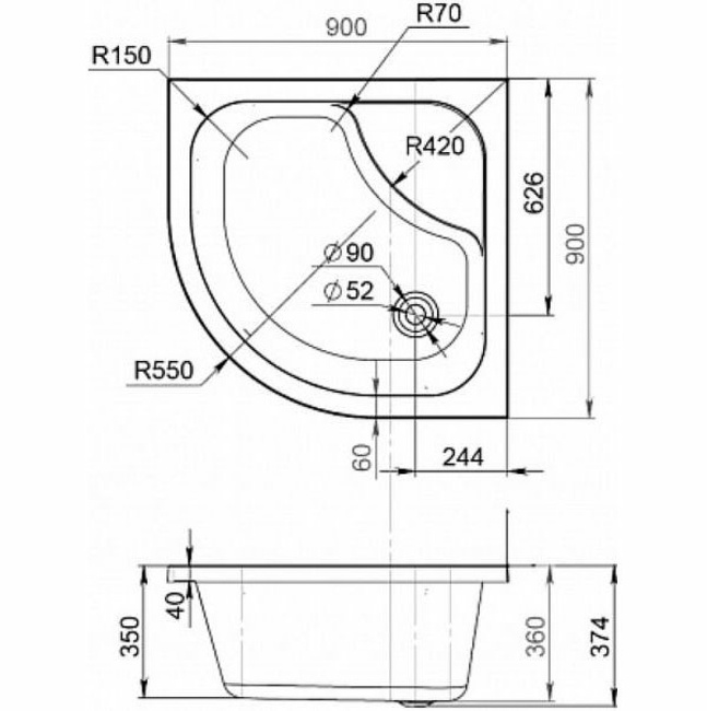 AM.PM Gem Deep W90T-401A090W с сифоном Белый