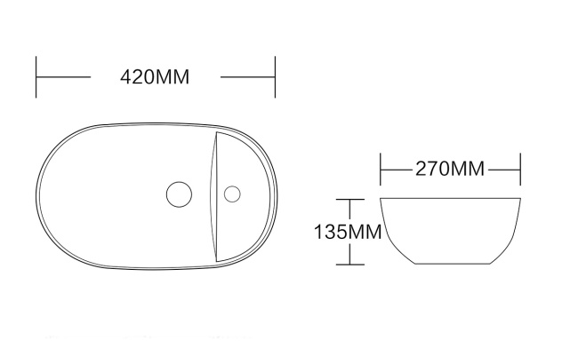 Ceruttispa CR0050 накладная, белая, овальная, под смеситель 420х270х135