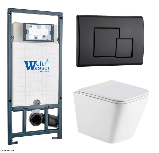 Унитаз с инсталляцией WeltWasser MARBERG 507 + GELBACH 043 GL-WT + MAR 507 SE MT-BL