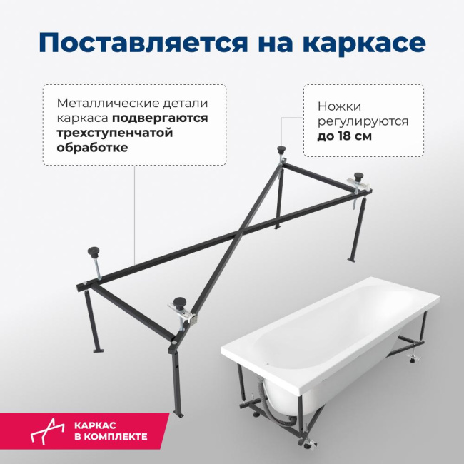 Aquanet Lotos 165x70 (с каркасом)