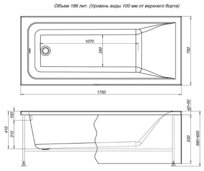 Aquanet Bright 175x75 (с каркасом)