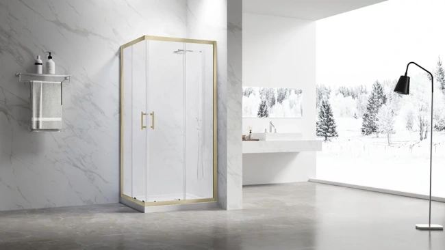 Veconi Rovigo RV-27G, 1100x900x1900, золото брашинг, прозрачное стекло