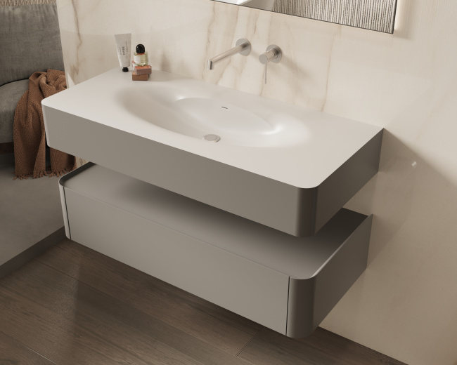 Vincea Caprise 1200 подвесная, 1 выкатной ящик soft close, светло-серый матовый