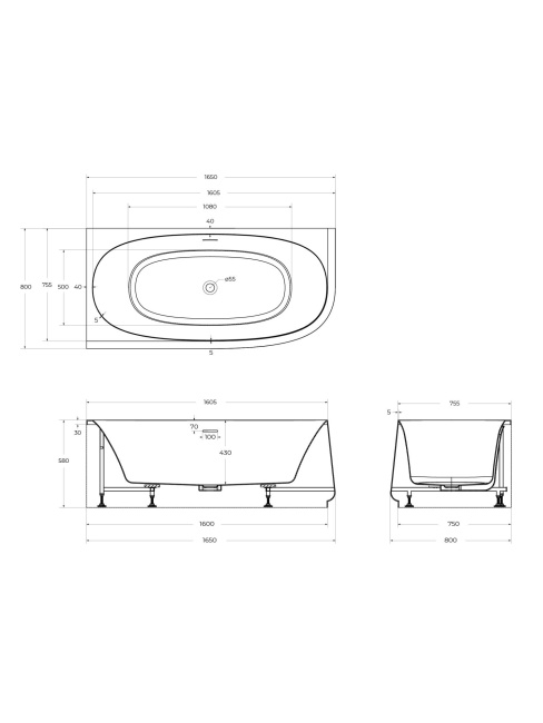 CEZARES LUX CZR-LUX-CORNER-165-80-58-L