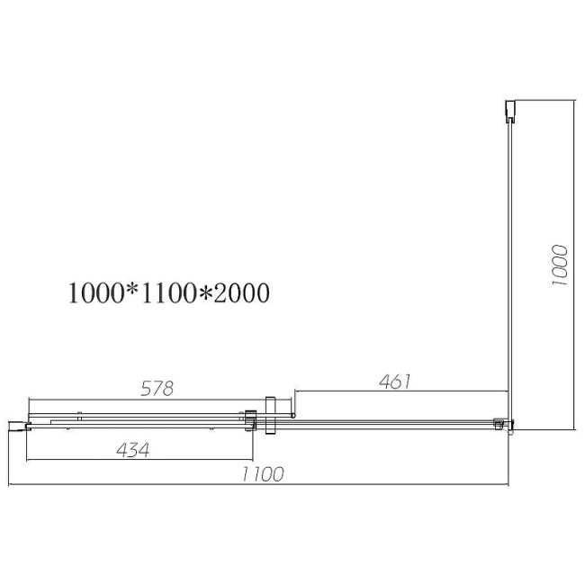 Vincea Dice 110x100 VSR-4D1011CLB профиль Черный стекло прозрачное без поддона