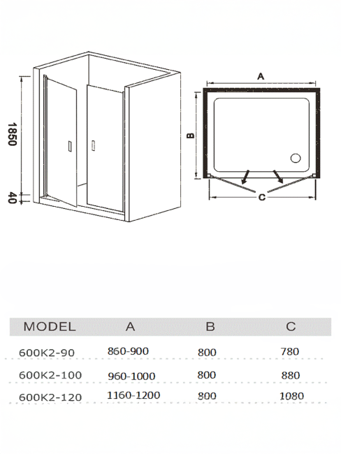 WeltWasser WW600 K2 100 10000002735 профиль Хром стекло прозрачное